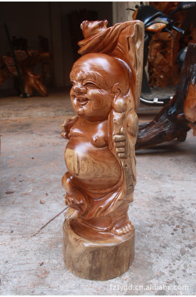 佛缘木雕 香樟木弥勒佛笑佛根雕工艺品的艺术魅力与批发指南